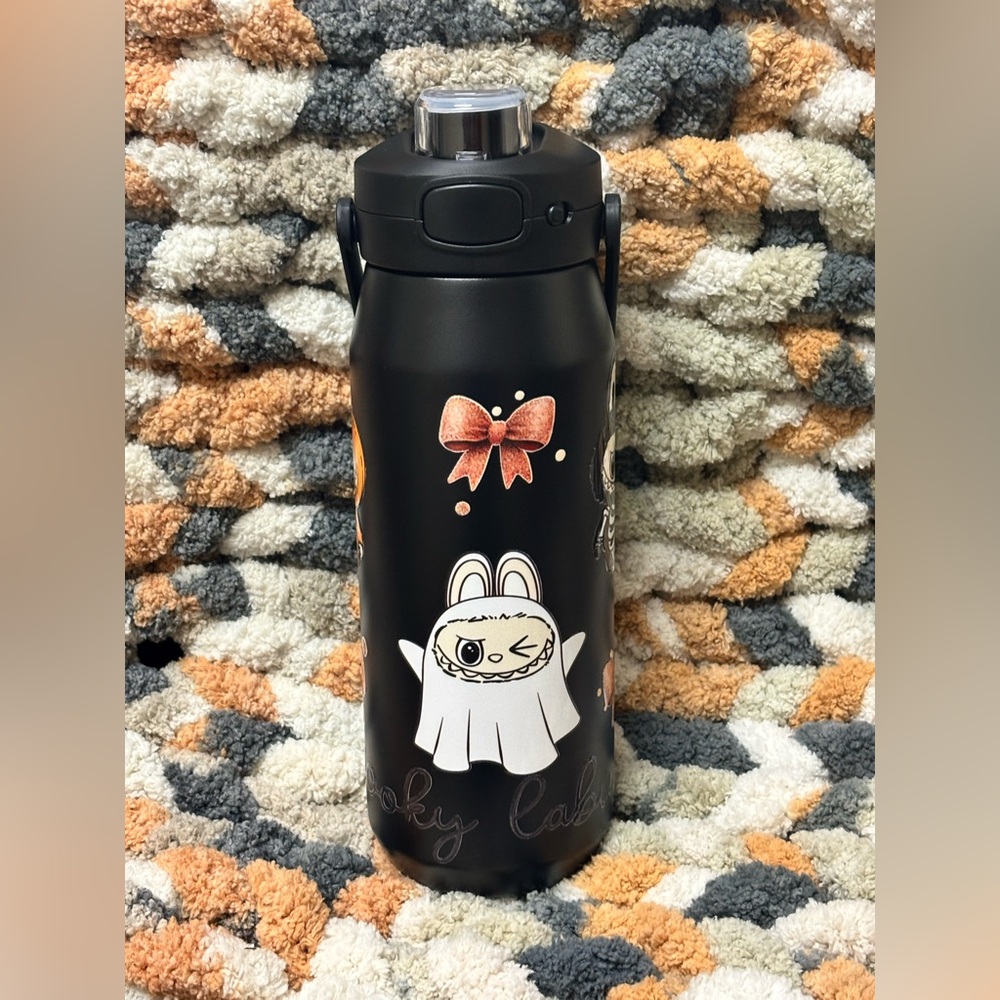 Spooky Labubu inspired water bottle